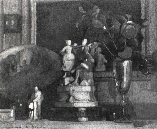 Nature Morte Aux Roses Oil Painting by Lucien Victor Guirand De Scevola