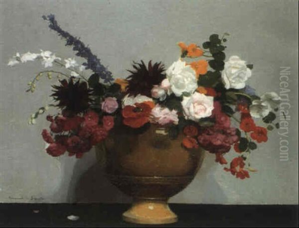 Nature Morte Au Bouquet Oil Painting by Lucien Victor Guirand De Scevola