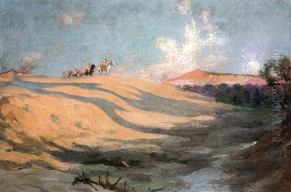 Cavaliers Sur Une Colline Oil Painting by Adolphe Ernest Gumery