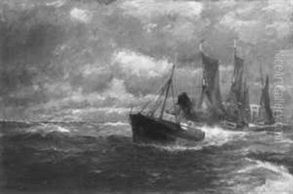 Ausfahrender Fischkutter Oil Painting by Erwin Carl Wilhelm Guenther