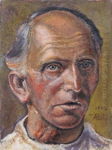 Selbstbildnis Im Halbprofil Oil Painting by Kurt Guenther