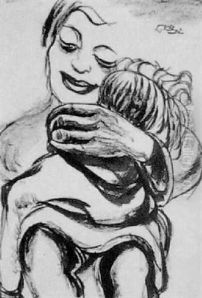 Mutter Mit Kind Oil Painting by Kurt Guenther