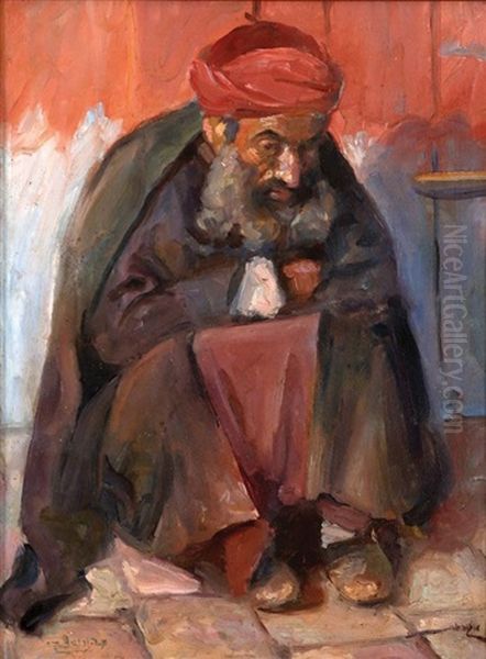 A Religious Figure Oil Painting by Meir Gur-Arie