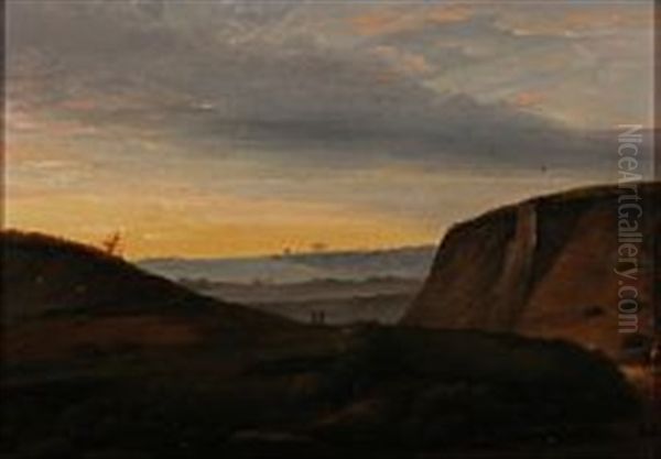 Southern European Mountainscape Oil Painting by Louis Gurlitt