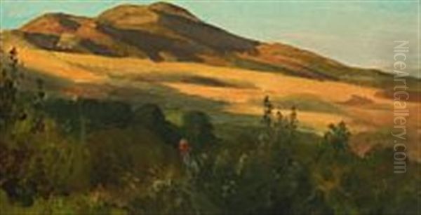 Summerlandscape With Wanderer Oil Painting by Louis Gurlitt