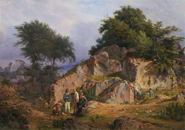 Landscape Near Blekingen, Evening Oil Painting by Louis Gurlitt