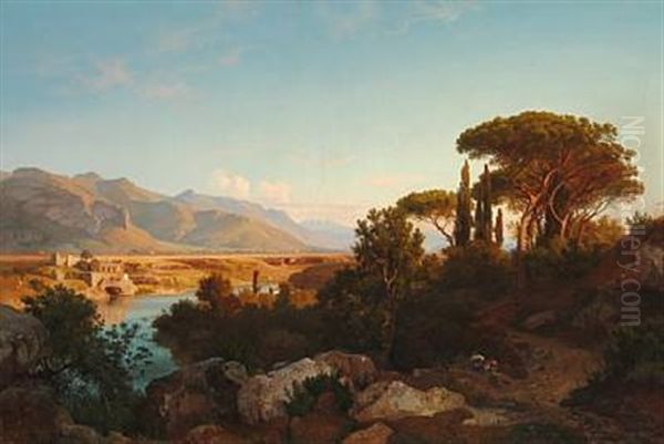 The Guadagna Valley Near Palermo Oil Painting by Louis Gurlitt