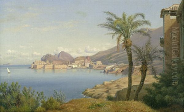 Ansicht Von Ragusa (dubrovnik) Mit Historischem Hafen Und Der Altstadt Oil Painting by Louis Gurlitt