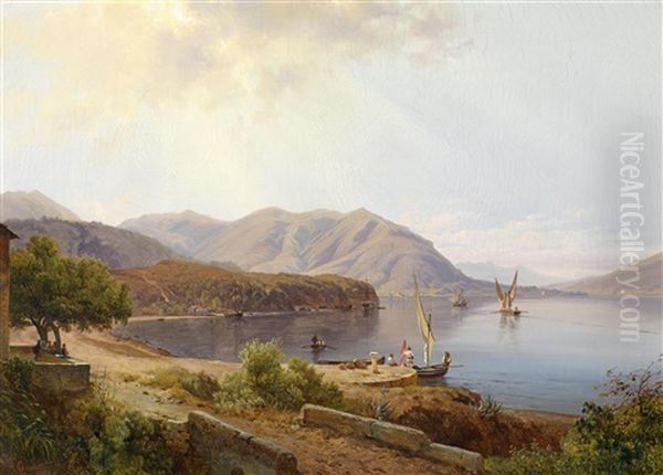 Motiv Bei San Felice Am Gardasee Oil Painting by Louis Gurlitt