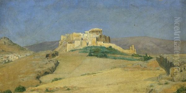 Blick Auf Die Akropolis In Der Mittagssonne Oil Painting by Louis Gurlitt