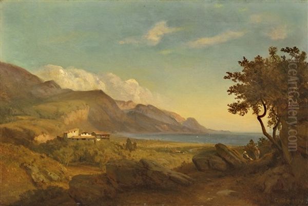Blick Auf Den Gardasee Oil Painting by Louis Gurlitt