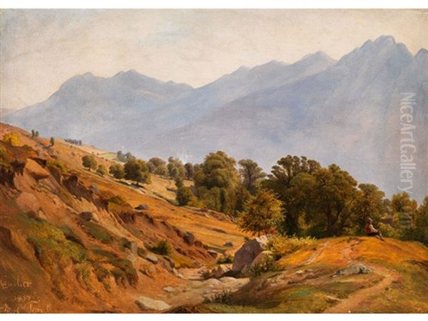 Gebirgslandschaft Der Gegend Von Dorf Tyrol Oil Painting by Louis Gurlitt