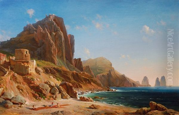 Capri With The Faraglioni Oil Painting by Louis Gurlitt