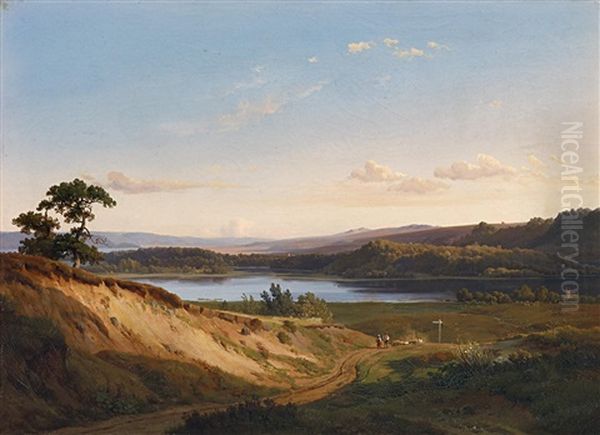 Heimkehrende Hirten An Einem See Oil Painting by Louis Gurlitt