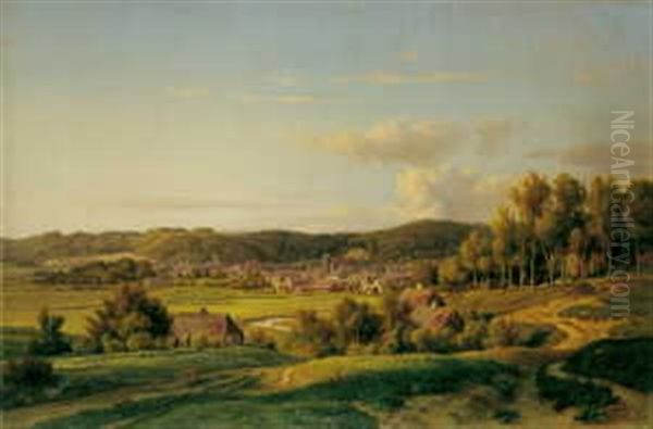 Holsteinische Landschaft Mit Einem Stadtchen Oil Painting by Louis Gurlitt