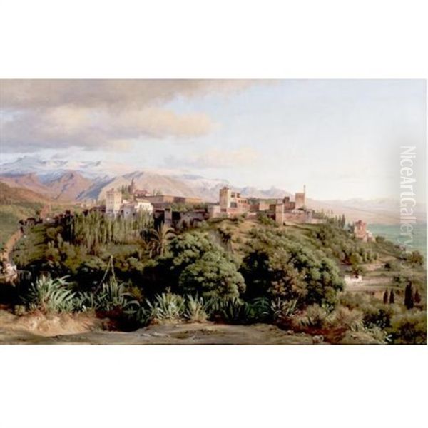 The Alhambra, Sierra Nevada Province, Grenada Oil Painting by Louis Gurlitt