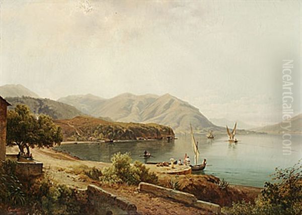 Gardasjon Oil Painting by Louis Gurlitt