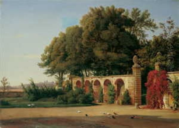 Der Eingang Zu Einem Schlosspark Oil Painting by Louis Gurlitt