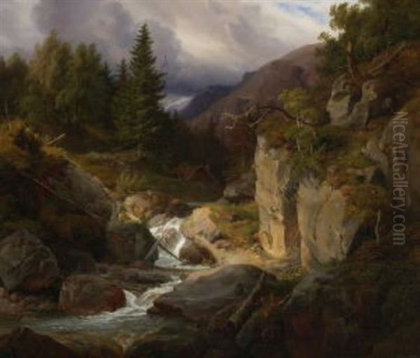 Gebirgsbach Oil Painting by Louis Gurlitt