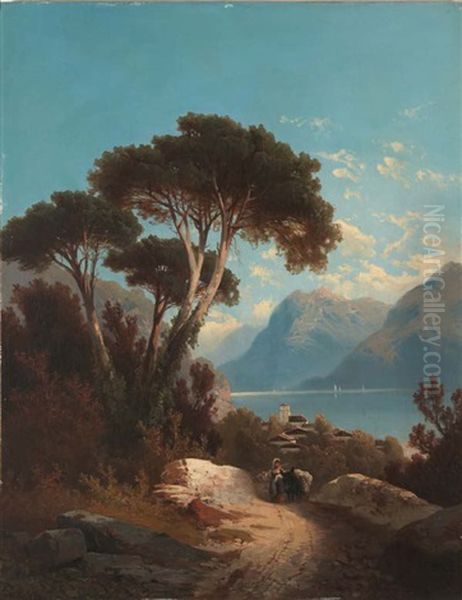 Der Comer See Bei Cadenabbia Oil Painting by Louis Gurlitt