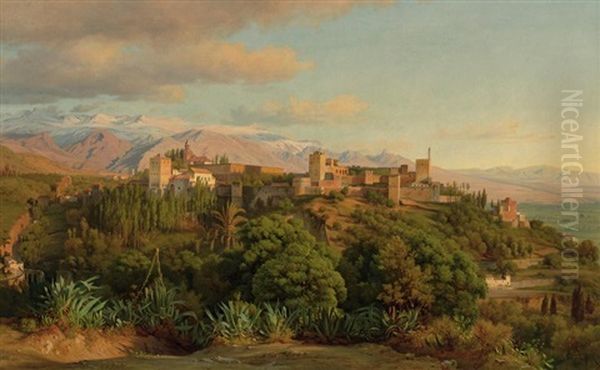 The Alhambra, Sierra Nevada Province, Grenada Oil Painting by Louis Gurlitt