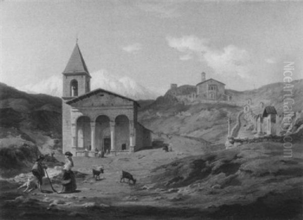 Suditalienische Gebirgslandschaft Mit Bauerlicher Staffage Oil Painting by Louis Gurlitt