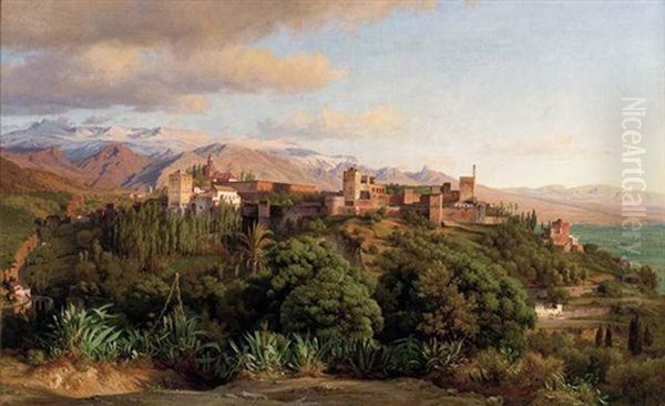 The Alhambra, Sierra Nevada Province, Granada Oil Painting by Louis Gurlitt