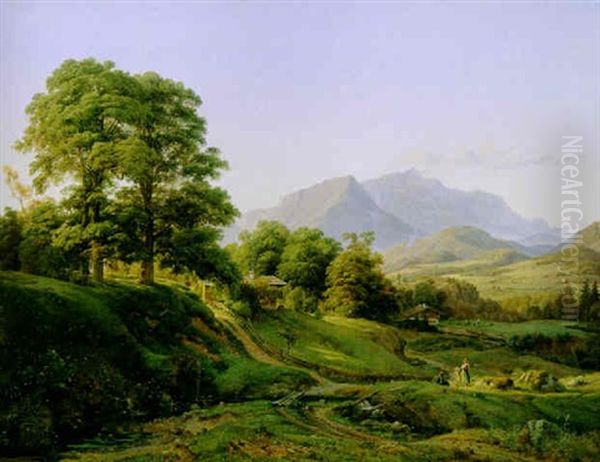 Landschaft Bei Salzburg Oil Painting by Louis Gurlitt