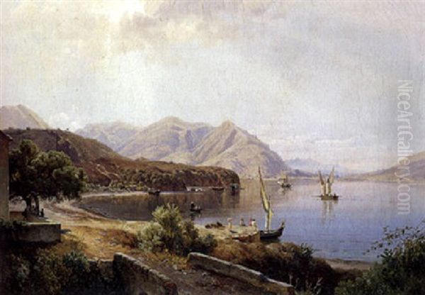 Parti Fra Italien Antagelig Fra Gardasoen Oil Painting by Louis Gurlitt