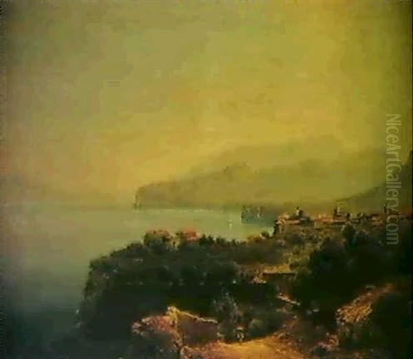 Sudliche Kustenlandschaft Oil Painting by Louis Gurlitt