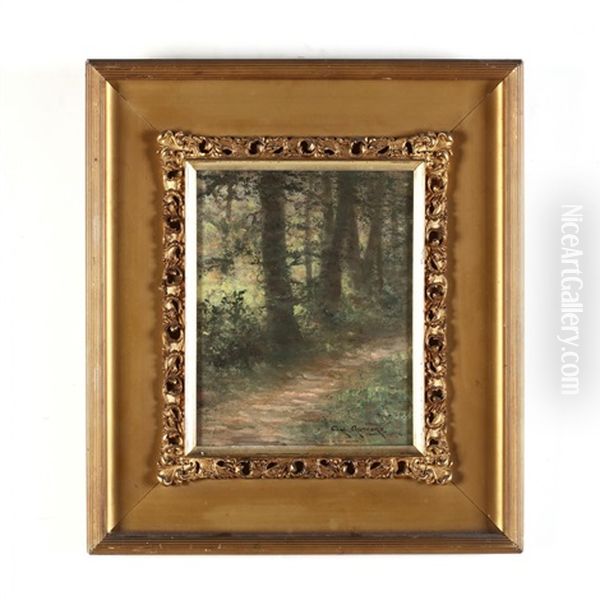 Forest Interior Oil Painting by Carl Gutherz