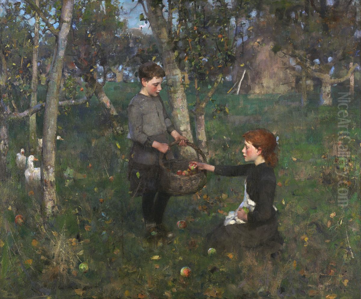 In The Orchard Oil Painting by James Guthrie