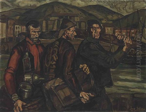 Pescadores Del Cantabrico Oil Painting by Jose Gutierrez Solana