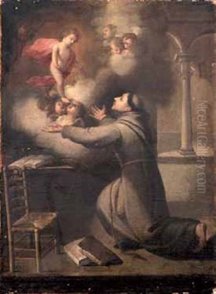 Aparicion Del Nino A San Antonio Oil Painting by Juan Simon Gutierrez