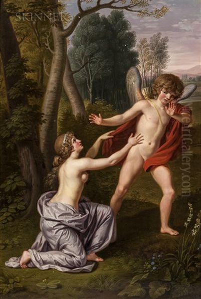 Cupid And Psyche Oil Painting by Ludwig Guttenbrunn
