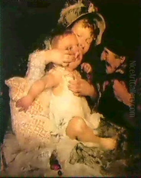 Les Trois Ages Oil Painting by Jeno Gyarfas