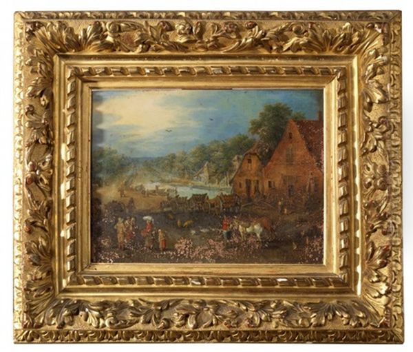 Scene De Village Oil Painting by Peter Gysels