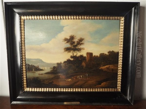 Paysage Flamand Oil Painting by Joris van der Haagen or Hagen