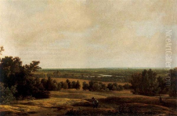 An Extensive Wooded River Landscape With A Traveller Oil Painting by Joris van der Haagen or Hagen
