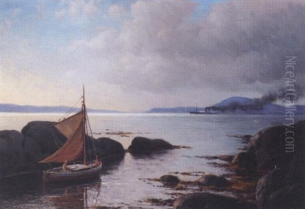 Aftenstemning I Skjaergarden Oil Painting by Lauritz Haaland