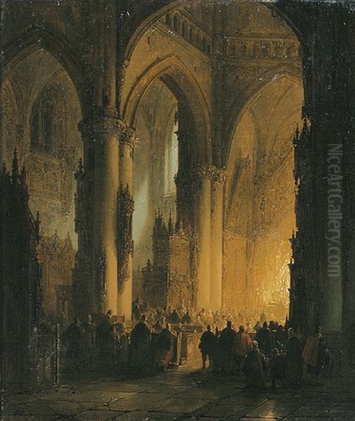 Kircheninterieur Oil Painting by George Gillis van Haanen