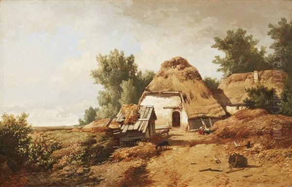 Bondens Hus Oil Painting by Remigius Adriannus van Haanen