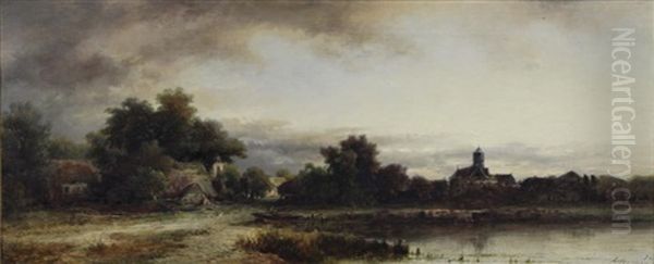 Marsh Landscape Oil Painting by Remigius Adriannus van Haanen