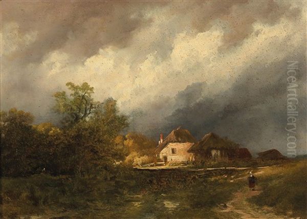 Returning Home Oil Painting by Remigius Adriannus van Haanen