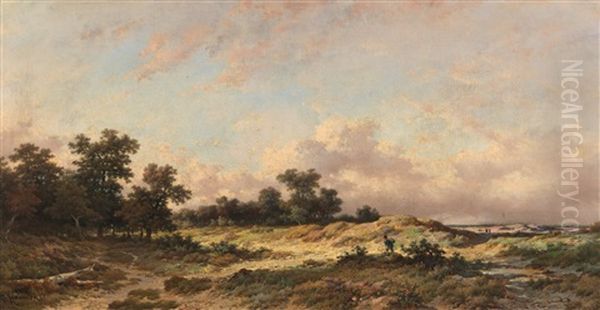 Dune Landscape With Decorative Figures Oil Painting by Remigius Adriannus van Haanen