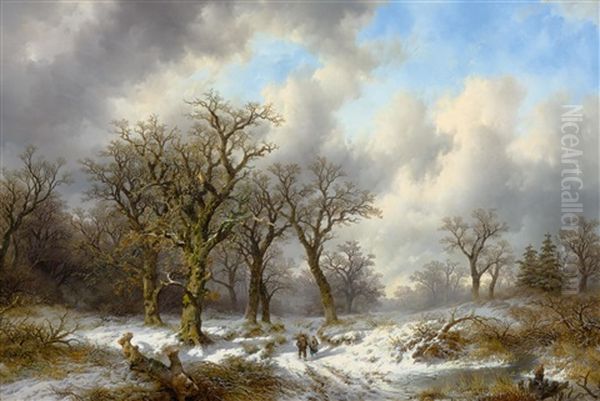 Winter Landscape Oil Painting by Remigius Adriannus van Haanen