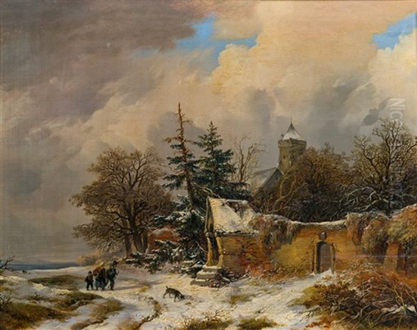 Winterlandschaft Oil Painting by Remigius Adriannus van Haanen