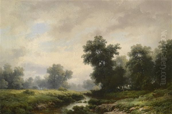 Praterlandschaft Oil Painting by Remigius Adriannus van Haanen