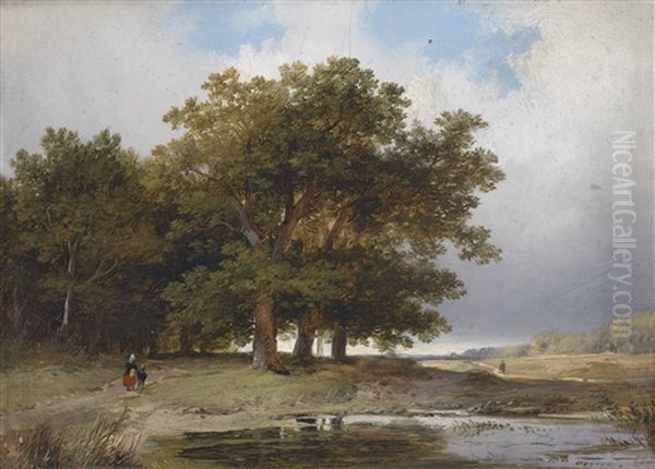 Sommerliche Landschaft Mit Figurlicher Staffage Oil Painting by Remigius Adriannus van Haanen
