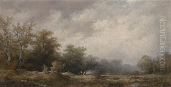 Herbstliche Landschaft Mit Figurlicher Staffage Oil Painting by Remigius Adriannus van Haanen